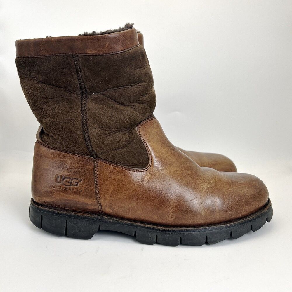 UGG Australia Beacon Pull-on Boots Men’s Size 12 Brown Leather Sheepskin 5485